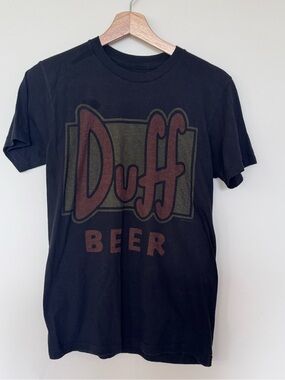 Black The Simpsons Duff Beer Short Sleeve Graphic Tee T-Shirt Cotton Size Small